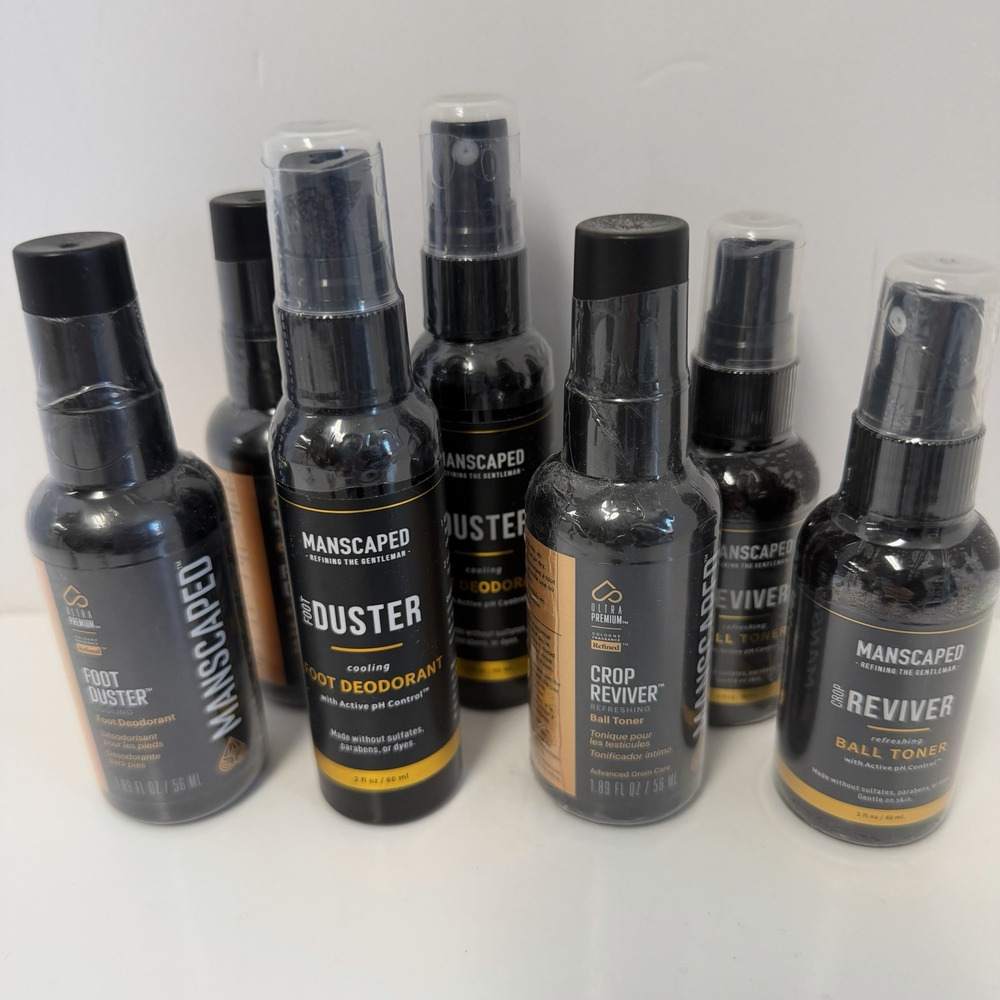 MANSCAPED lot of 7 The Foot Duster Crop Reviver Ball Toner Foot Deodorant NEW